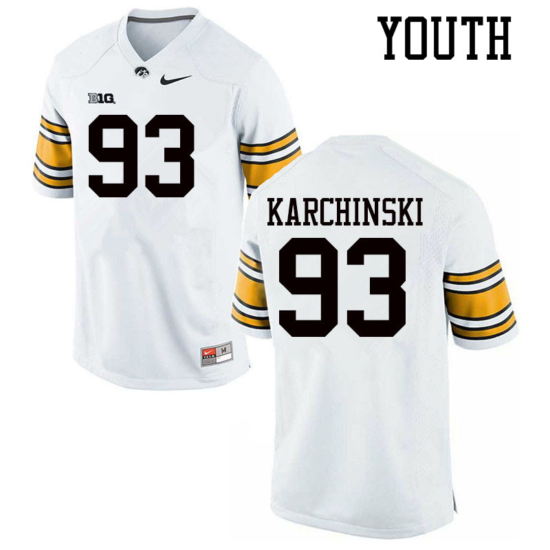 Youth #93 Jake Karchinski Iowa Hawkeyes College Football Jerseys Sale-White
